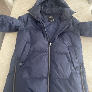 OROLAY Blue Two-Way Zipper Hooded Down Puffer Jacket Women’s